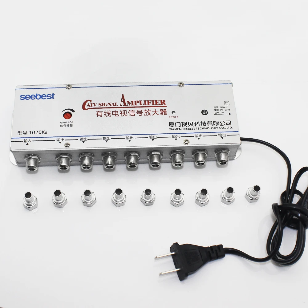 

Dlenp 1 IN 8 OUT TV Antenna Signal Amplifier Booster Splitter AC 220V EU PLUG 8 way 20db CATV VCR
