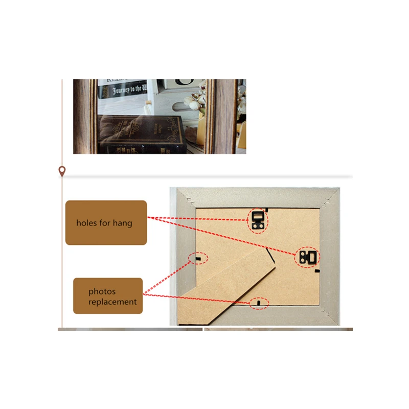 Винтаж Стиль фоторамки прямоугольник Форма рамы для картин из смолы Стекло крышка стола рамки для домашнего декора 6/7/8 дюймов настенный