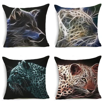 

2019 Nordic Modern Abstract Animals Cushion Cover Liene Cotton Wolf Leopard Home Decorative Pillow Cover Pillowcase For Car Sofa