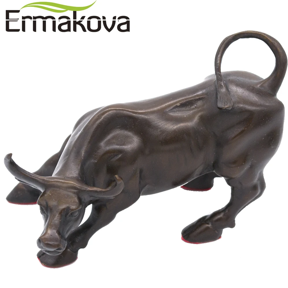ERMAKOVA 11 5 см (4 дюйма) Латунная настенная уличная Статуэтка быка Ox заряжаемая на