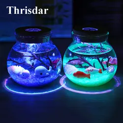 Новинка светодио дный RGB светодиодные ночники красивые морские рыбки камень океан бутылка ночные лампы для детей Детский Рождественский