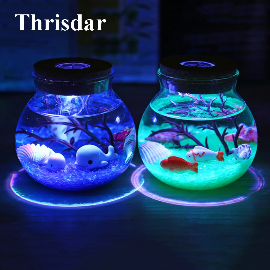 Новинка RGB светодиодная Ночная лампа Красивая морская рыба камень океанская