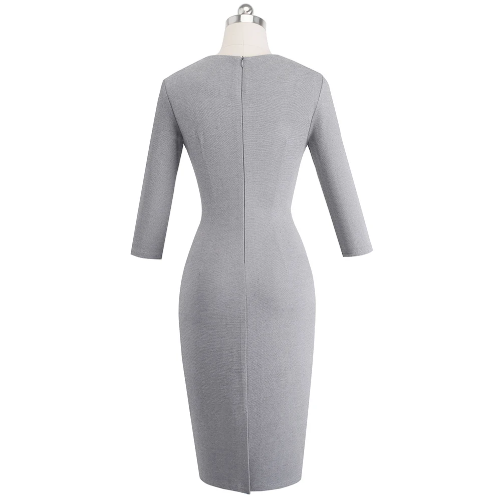 Хорошее-forever винтажное однотонное Открытое платье с круглым вырезом vestidos деловые вечерние облегающее элегантное офисное платье для женщин B488