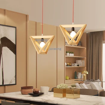 

Modern LED Wood Pendant Lights Simplicity Nordic Living Room Bedroom Restaurant Light Fixtures Dining Room Cafe Loft Decor Art