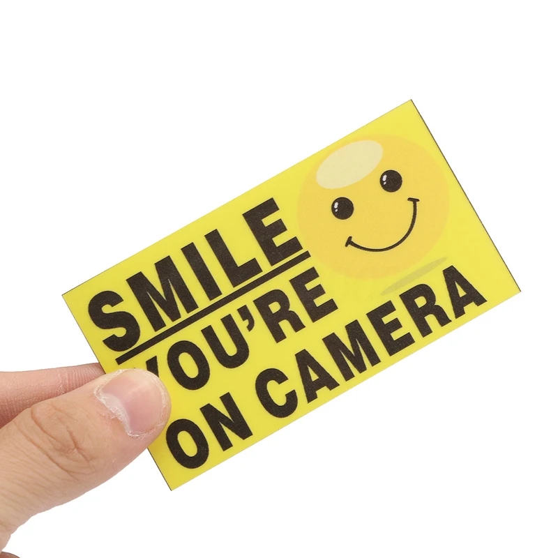 5Pcs/lots 9x5cm Vinyl Smile You're On Camera Video Alarm Safety Stickers Signs Decal