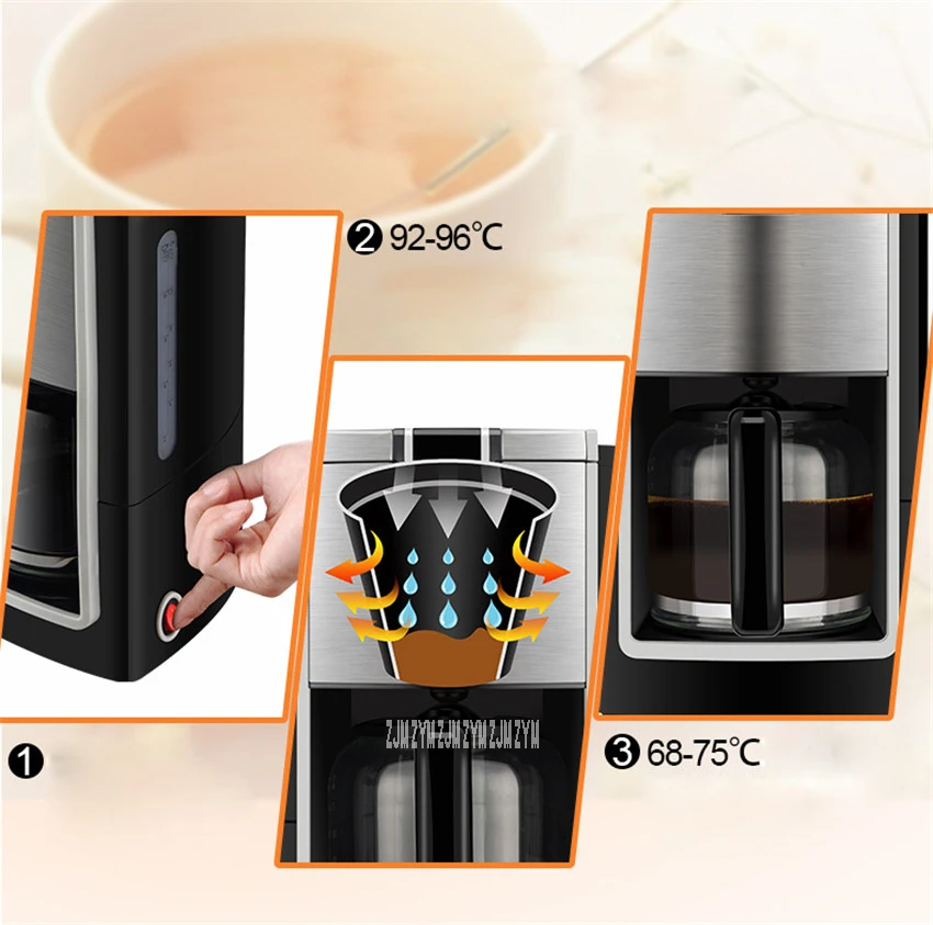 Кофейная машина в американском стиле, полностью автоматическая система отключения питания, фильтр из нержавеющей стали, капельная Кофеварка, устройство для приготовления чая MD-236