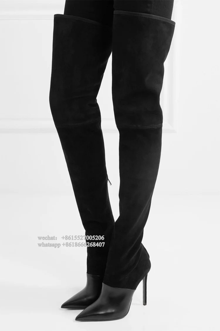 Elástico Gamuza Gladiador De Showed Botas Color Tacón Slim As as Botín Estrecha Negro Color Moda Invierno Mujeres Fit Diseñador Largo Punta Marrón gwIFwqxC