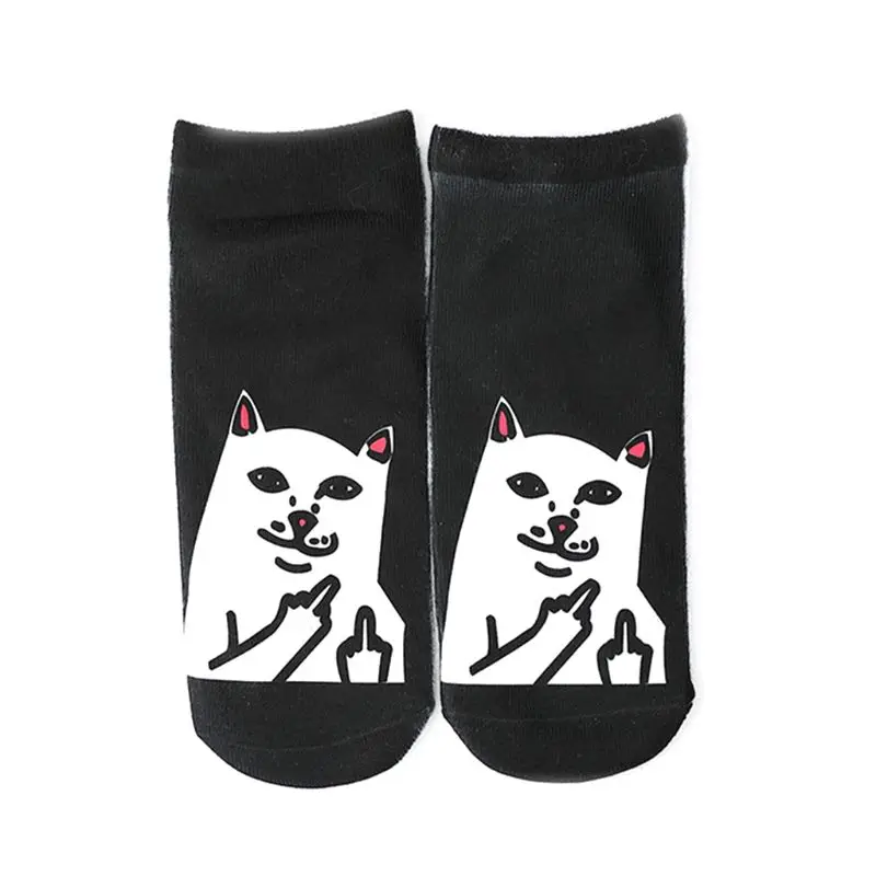 

Summer Cotton Short Over Ankle Boat Socks Funny Colorful Starry Sky Cartoon Alien Meow Cat Printed Harajuku Hip-Hop Hosiery