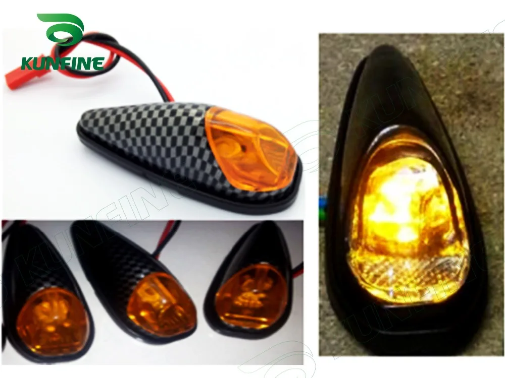 KUNFINE 4PCS Universal Motorcycle LED Turn Signal Indicators light Blinkers Flexible Bendable Amber Light 25 (2)(1)