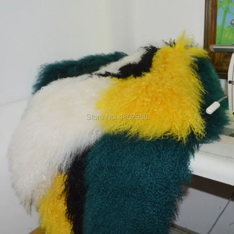 

SJ187 155CM*17CM More than 15 Colors Mongolia Sheep Fur Big Cape with Hook Luxury Factory Cheap Shawl