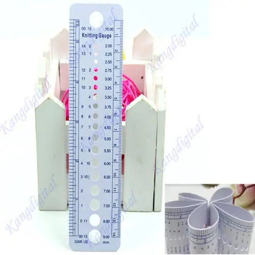 

UK US Canada Gauge Inch cm Ruler Tool All In One Knitting Needle Sizes
