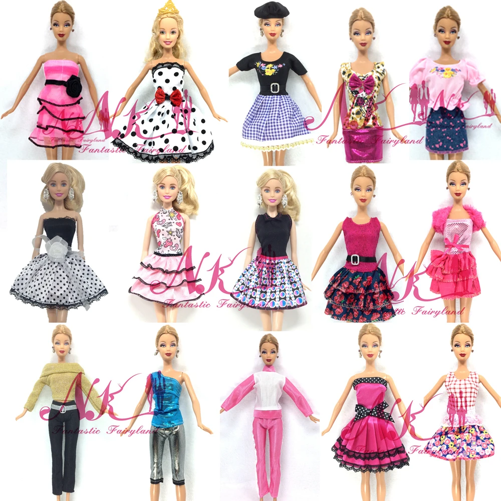 

NK 15 Set/Lot Mix Style Newest Doll Dress Beautiful Party Clothes Top Fashion Dress For Barbie Doll Best Girls' Gift Baby Toys