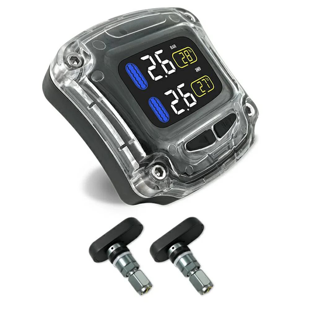 

External Monitoring System With 2 Sensor Tyre Temp LCD Display Tire Pressure Electronic Internal Motorcycle Real Time Waterproof
