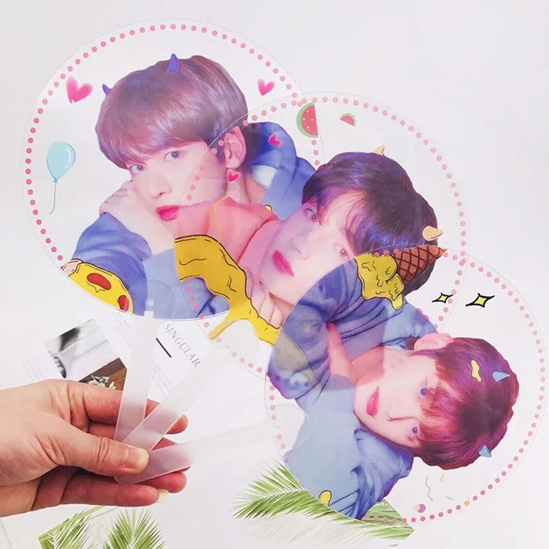 

1 Pc Kpop TXT HD Photo Hand Fan Soobin Yeonjun Clear PVC Hand Fan Taehyun Hueningkai Summer Stationery Gift