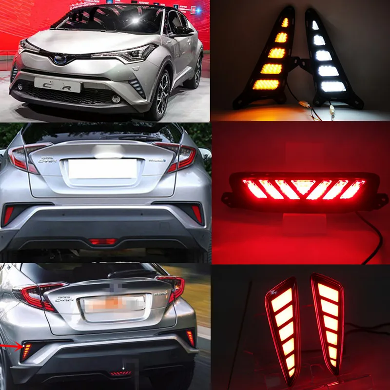 1 комплект светодиодный для Toyota C-HR ЧР дневные ходовые огни дневного света и задний бампер туман лампа стоп-сигнала Предупреждение свет - Цвет: More discount for 3