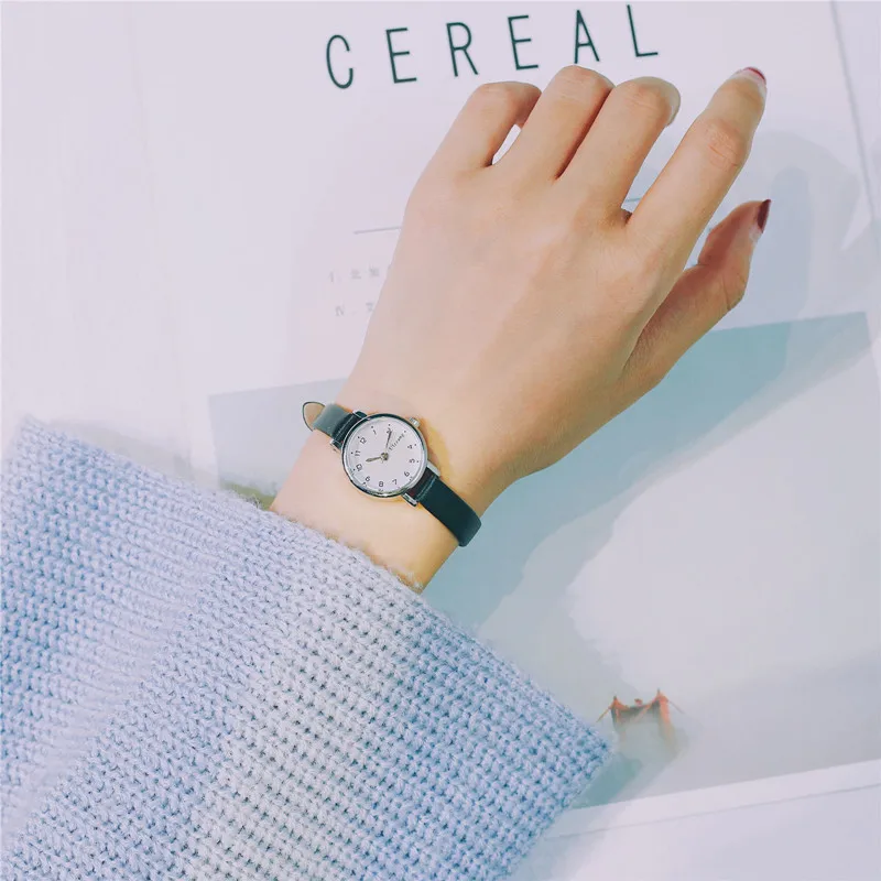

Vintage leather quartz women small watches ulzzang fashion brand thin strap ladies wristwatches simple style wild female clock