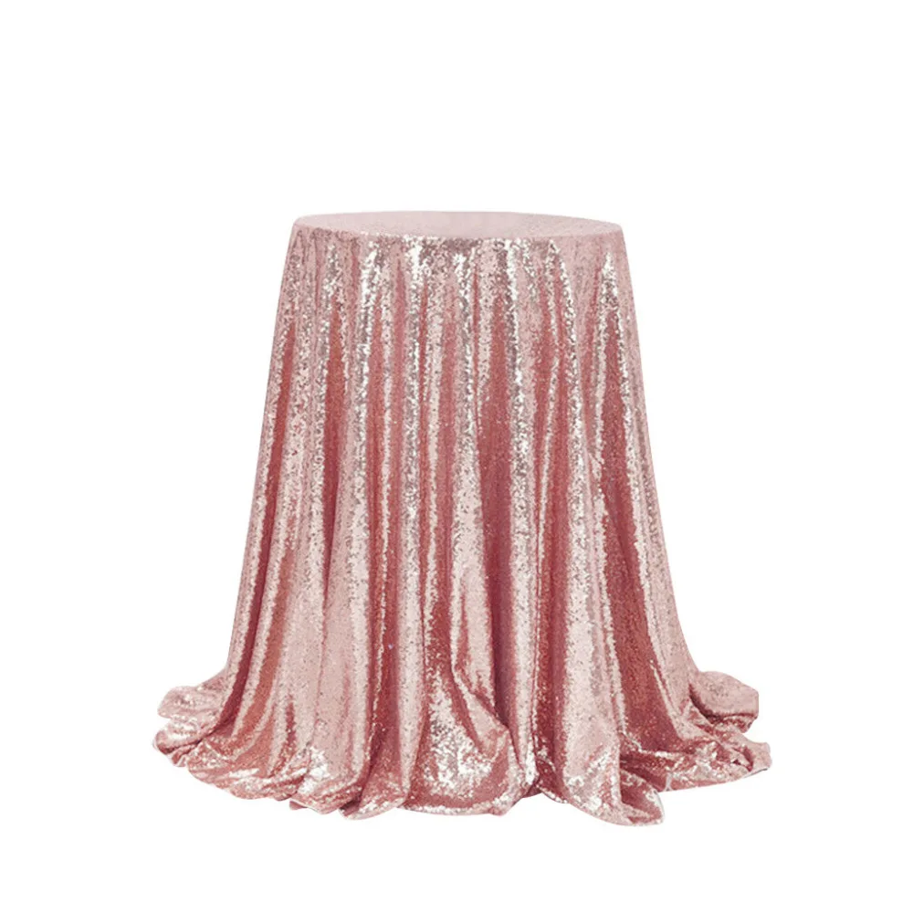 

Tablecloth 100% brand new high quality rose gold reusable delicate edge flash round sequins banquet tablecloth cover #4M08