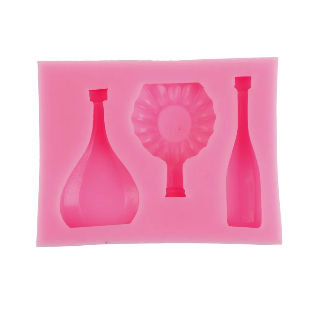 

European Wine Bottle Glass Silicone Molds Soap Clay Molds Fondant Chocolate Candy Moulds Cake Decorating Tools