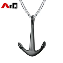 AnQ New Arrive Punk Simple Stainless Steel Anchor Hook Necklaces & Pendants Top Quality Men’s Necklace Body Jewelry Collares TD2