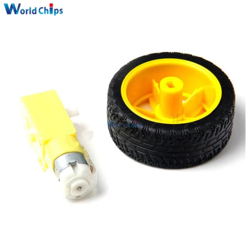 

2PCS For arduino smart Car Robot Plastic Tire Wheel with DC 3-6v Gear Motor