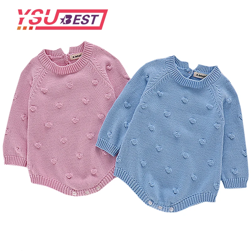 

2019 Spring Baby Rompers Sweater Baby Girl Long-sleeve Knitted Overalls Infant Girl Princess Cotton Clothes Baby Girl Romper