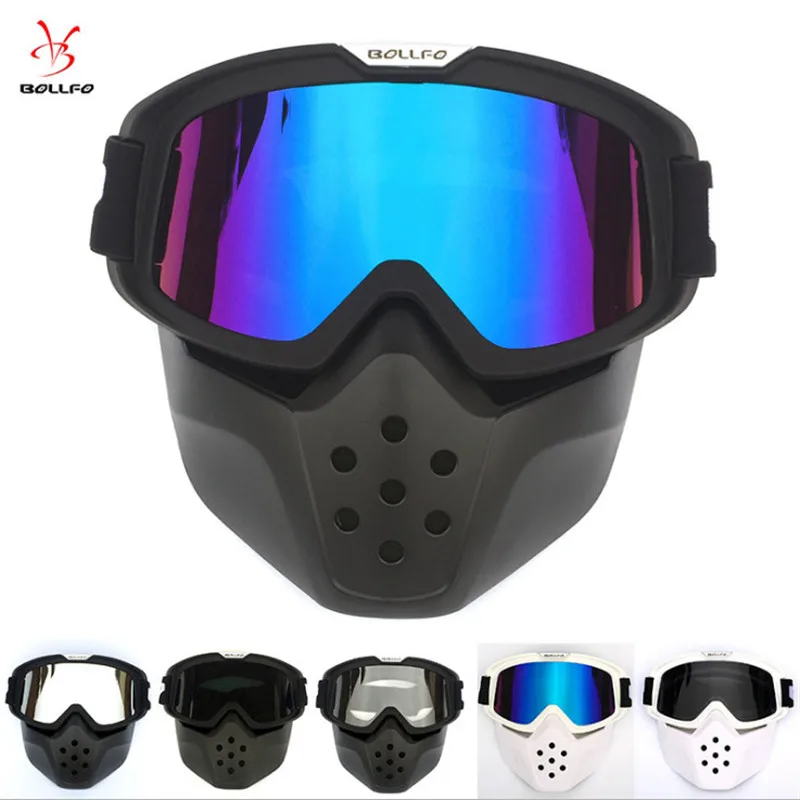 Ski goggles Motorcycle Windproof off Dust Mask With Detachable Gafas And Mouth Filter | Спорт и развлечения