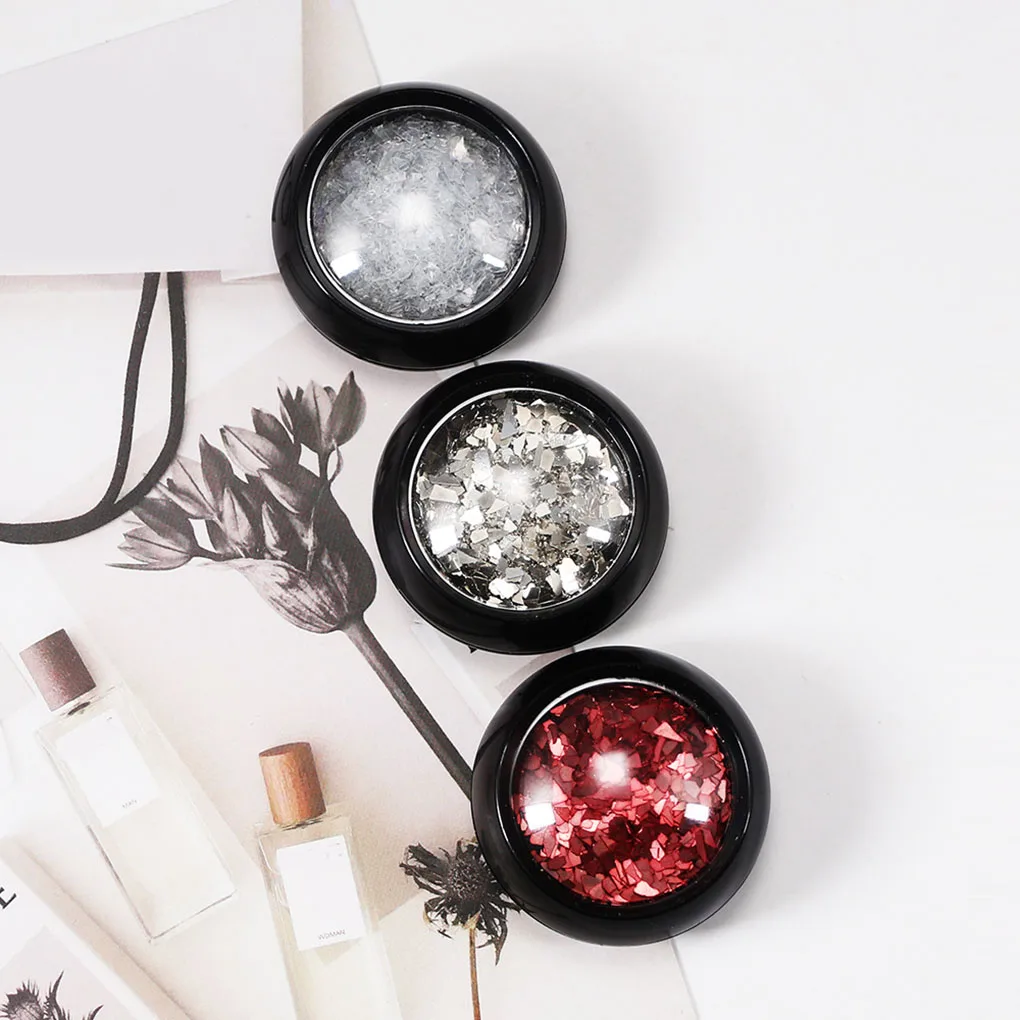 

2019 New 3PCS/Set Transparent Silver Red Manicure Sequins Nail Glitter Powder Art Decorations Women Nai Decor DIY Tool