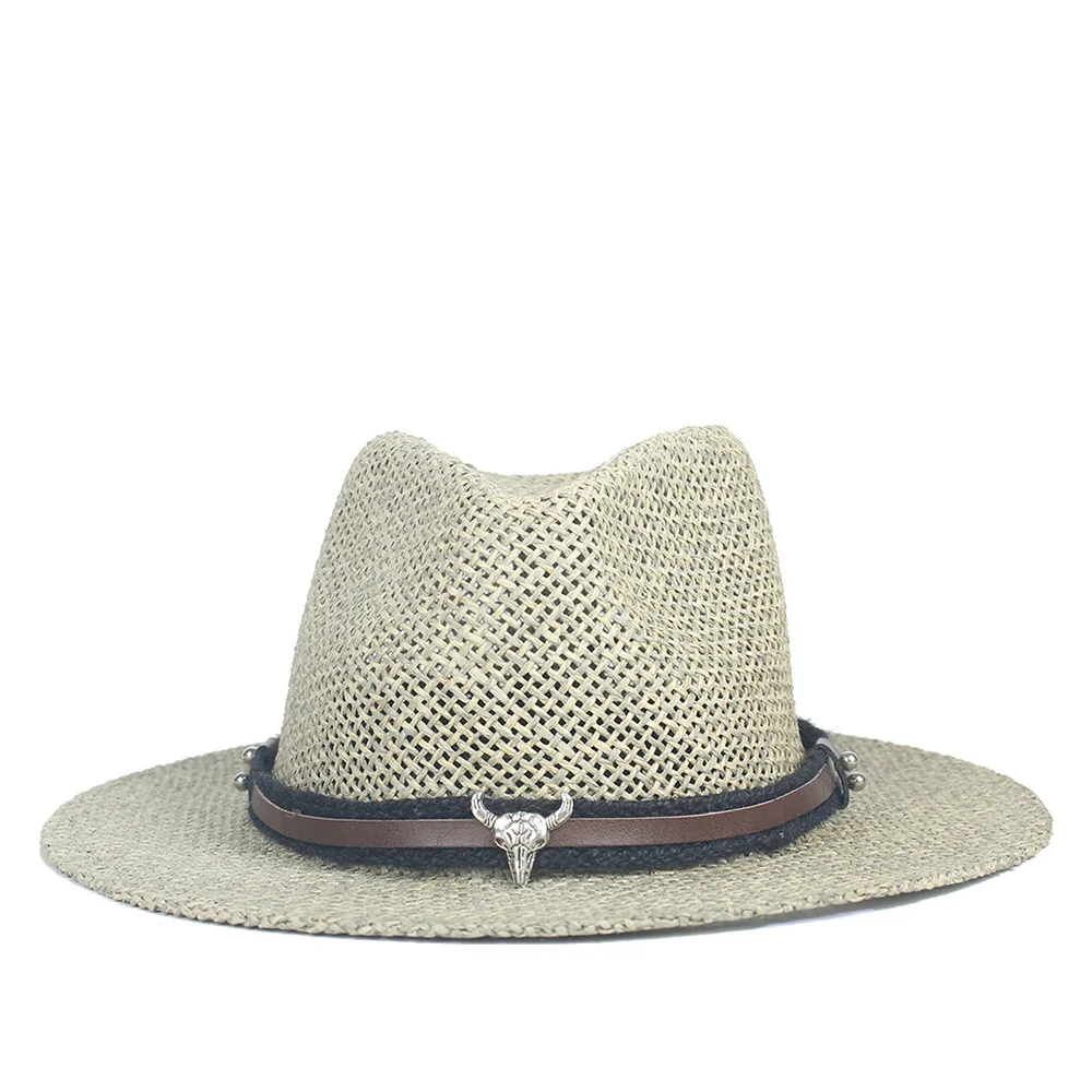 

Raffia Straw Summer Hat Women Panama Straw Hat Fedora Beach Vacation Wide Brim Visor Casual Sun Hats for Women Sombrero Cap