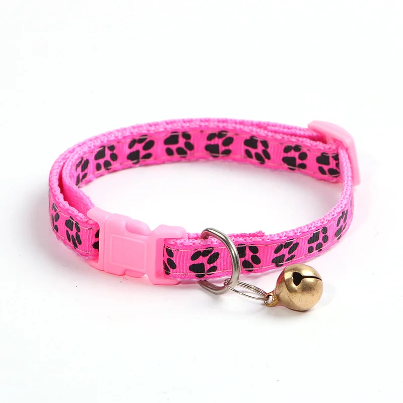 Прекрасный нейлон Регулируемая Собака Кошка pet головы ошейники с кольцом колокольчиками - Цвет: footstep pink