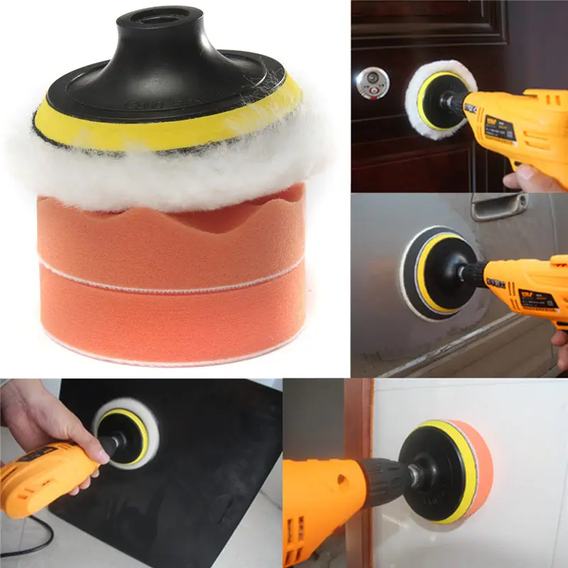 A set of Durable 4&quot Buffer Pad Set Kit +Drill Adapter For Car polish Tool Care Kits Automotive Supplies | Автомобили и