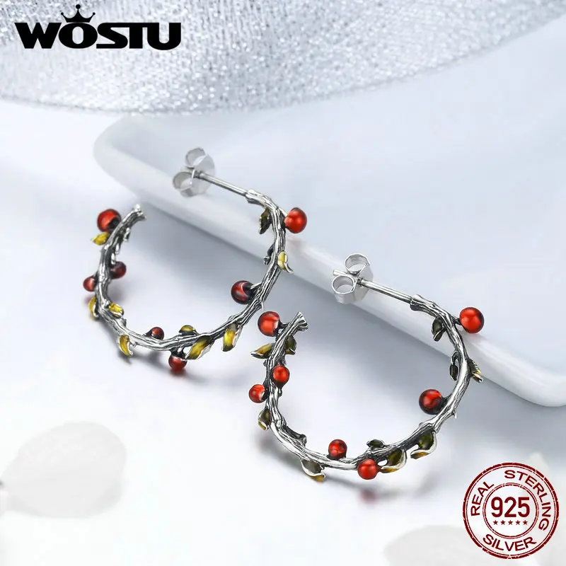 Женские серьги гвоздики в форме растения WOSTU из стерлингового серебра 925 пробы с