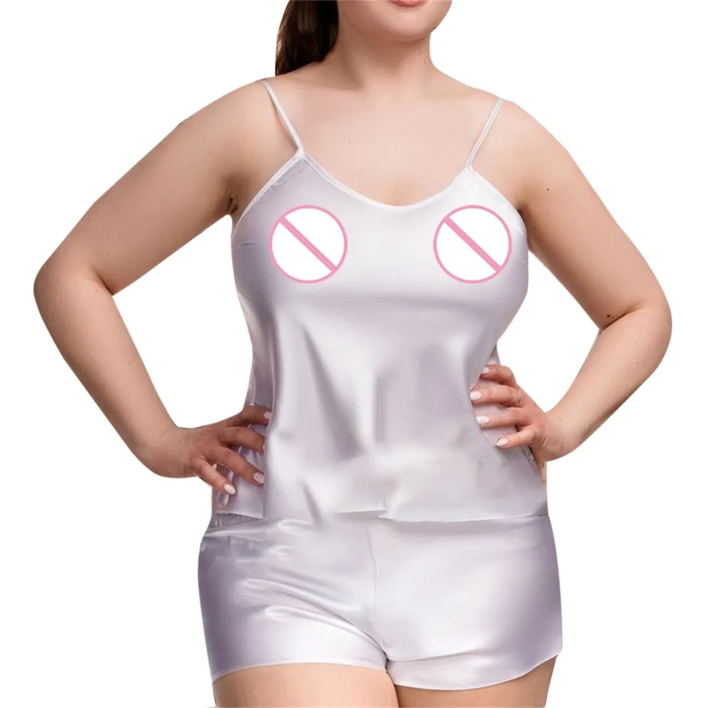 Женская сексуальная атласная пижама, набор размера плюс, белье, ночная рубашка, нижнее белье, прозрачное белье, Lenceria Mujer, одежда для сна