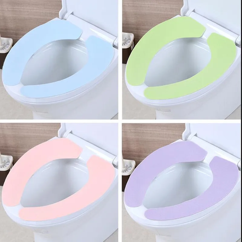 

1 Pair Travel Hotel Sticky Toilet Mat Super Soft Reusable Flannel Warmer Mat Cover Pad Cushion Bathroom Set Toilet Seat Cushion