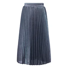 Женская тонкая однотонная с высокой талией размера плюс плиссированная длинная юбка миди