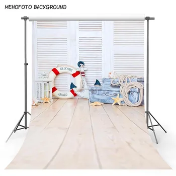 

Summer Holiday Photography Backgrounds 5x7 Blue Sailling Wood Boat Photo Backdrops for Kids Baby Holiday Party Photocall Custom