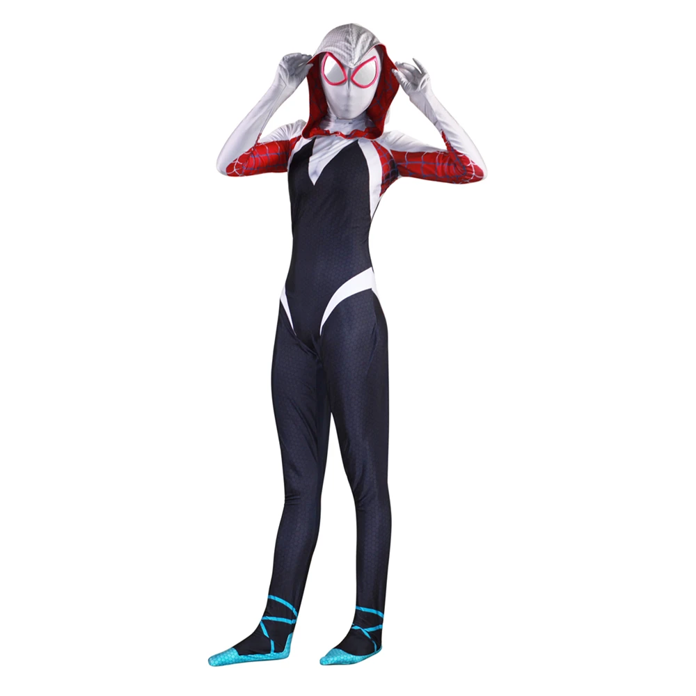 Новый 3D Для женщин Гвен Стейси Косплэй костюм супергерой Zentai Боди Комбинезоны