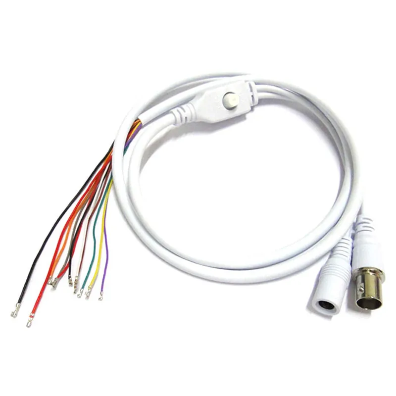 Surveillance Camera Power Connector Cable 1.5T 11Pin BNC Video DC12V Power OSD Control Pigtail Cable Analog CCTV Camera Module Board Menu Button end cable