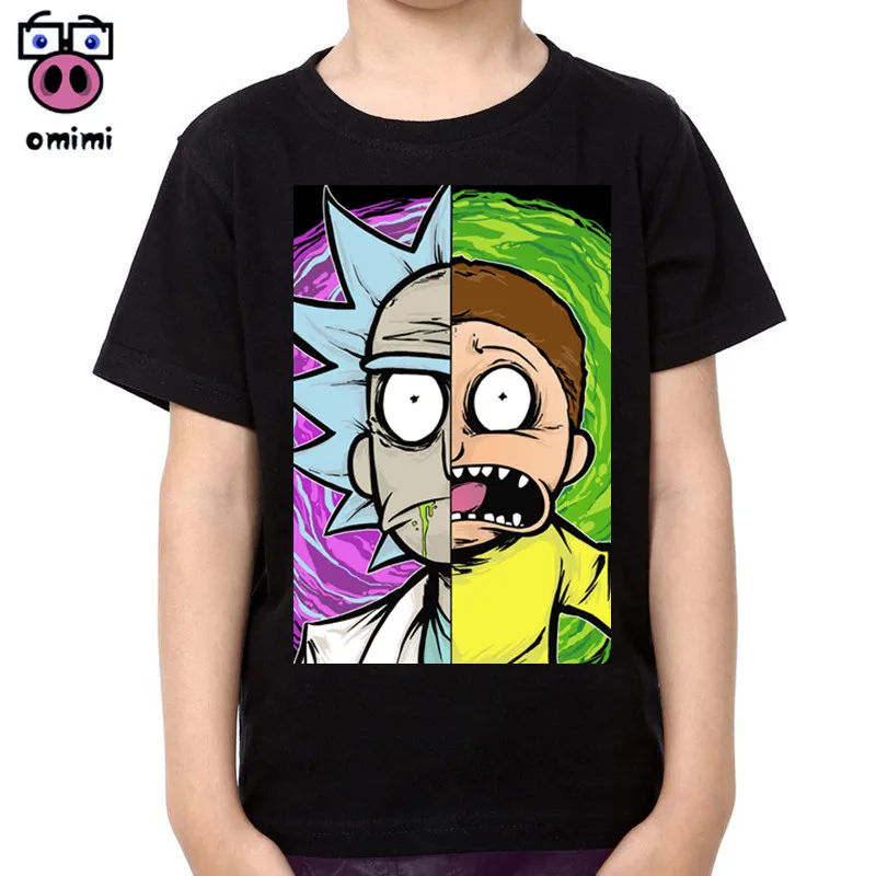 

Kid rick and morty Fashion Print Cotton Tshirts Boy Girl Short Sleeve Soft Black T-shirt Baby Brand Clothes Boys Christmas Shirt