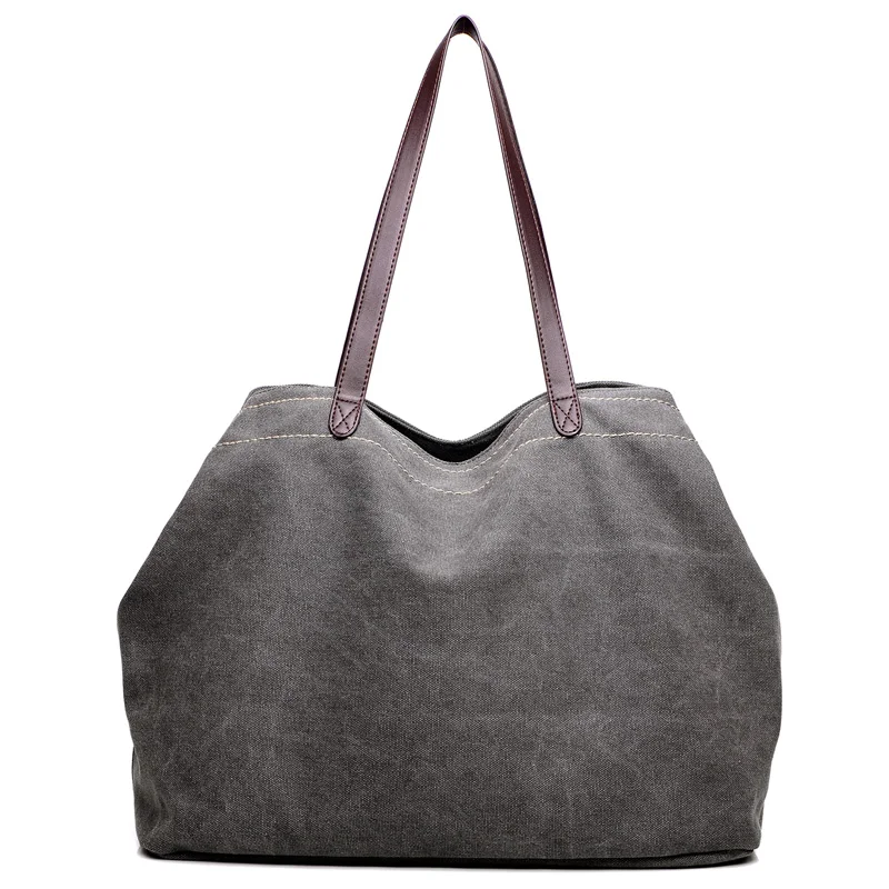 

KVKY Women Handbag Large Capacity Casual Bag Soft Canvas Shoulder Bag Leather