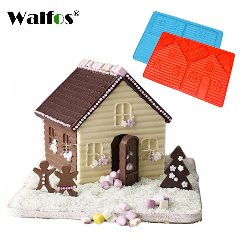 

2PCS Silicone 3D Gingerbread and Chocolate House Mold For Christmas Tree Decorating Lovely Couple Cookie Cake Bakeware Mould