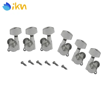 

New 6pcs 3L3R Locking Strings Acoustic Electric Guitar Machine Heads Tuning Pegs Keys Silver Guitar Parts- Big Button