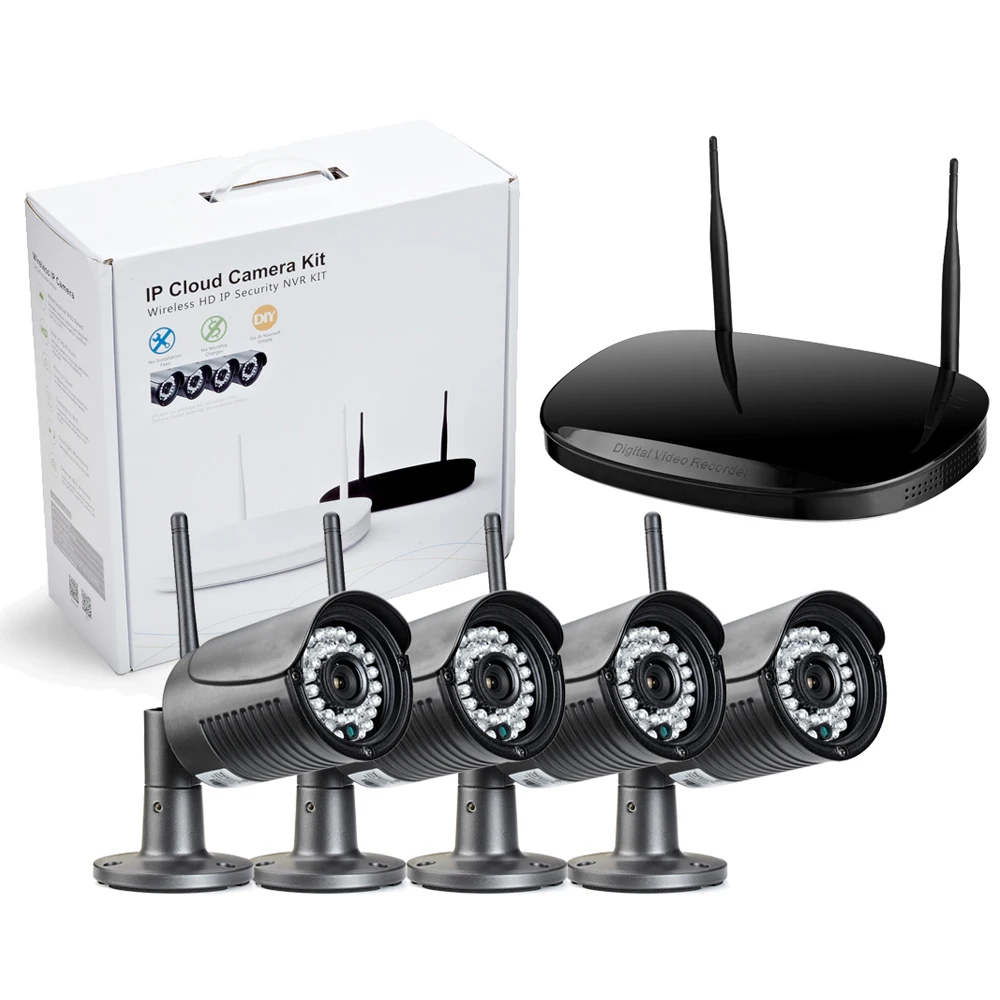

Wireless WIFI Network HD 720p /1MP camera nvr kit +4pcs HD P2P WIFI Bullet Mini CCTV Outdoor waterproof IP Camera 4CH CCTV Kit