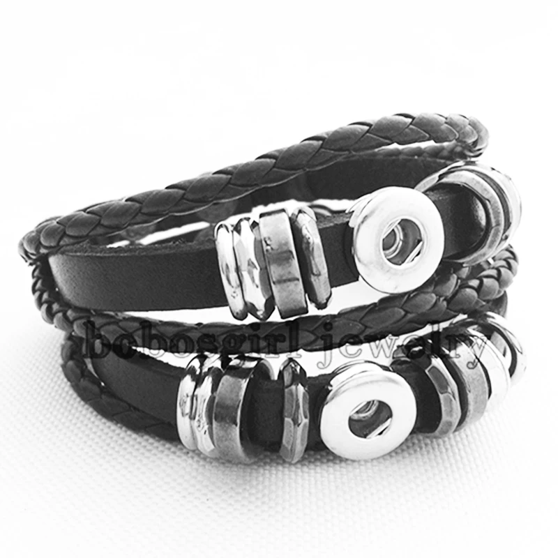 

leather 12mm snap button retro bracelet (fit 12mm snap) FG002