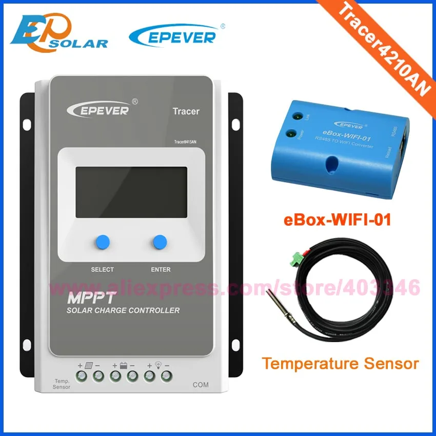 Tracer 4210AN 40A MPPT Контроллер заряда 12 В 24 в ЖК-регулятор epever MT50 Wi-Fi Bluetooth ПК связь мобильное приложение WY - Цвет: with WIFI sensor