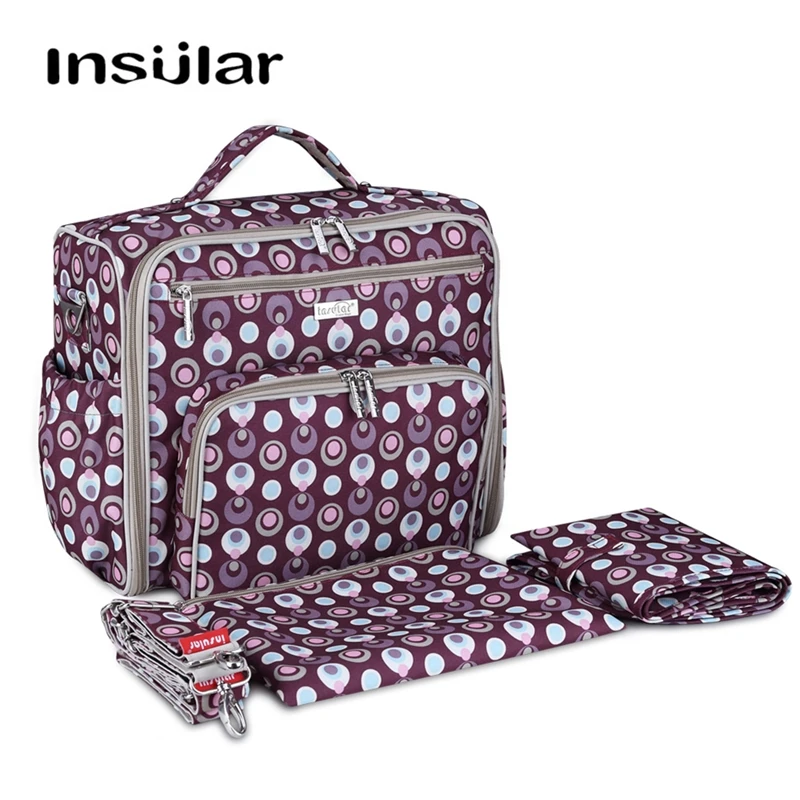 

INSULAR New Design Stylish Diaper Bag Messenger Tote Mummy Maternity Nappy Bags Travel Waterproof Durable Large Capacity
