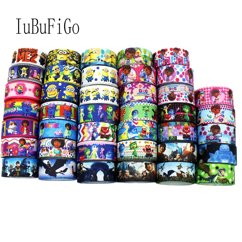 

IuBuFiGo 7/8" Printed Grosgrain Ribbons 22mm Cartoon ribbons DIY Sewing Hairbows Gift Wrapping Ribbon Accessory 3000