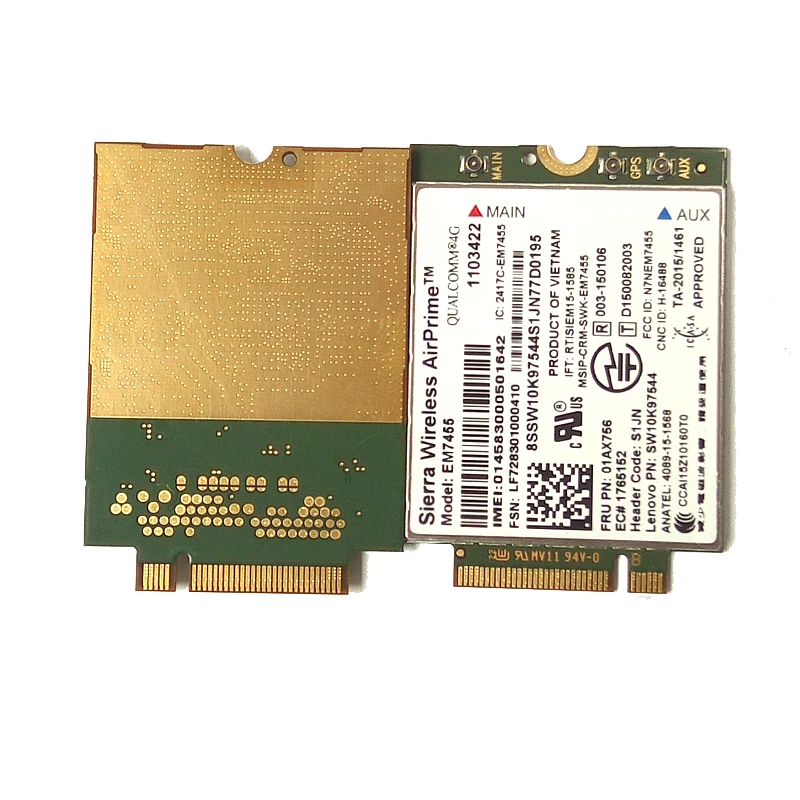 Em7455 + 2pcs Cat6 para Thinkpad Sierra Antena x1 Carbono 5th Gen X270 T470 T470s T470p T570 L570 L470 P51 P71 Lte Fru 01ax756 - Imagem 2