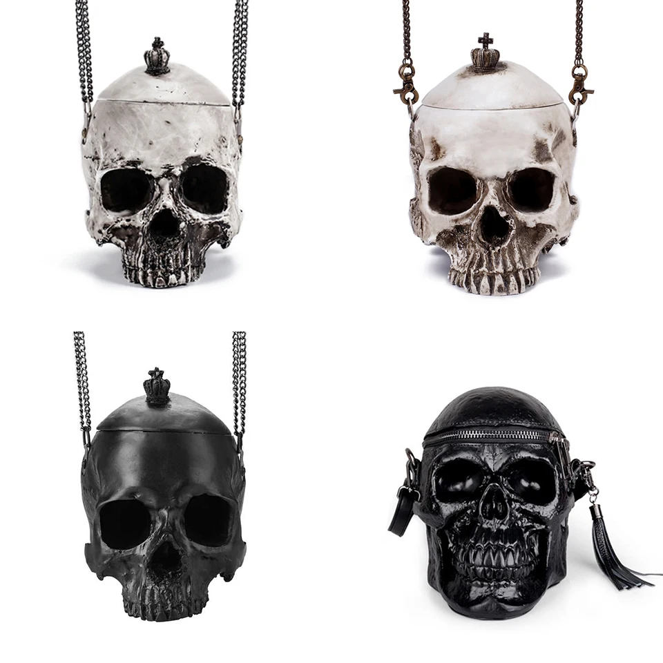 

Women Lady Girl Punk Dark Skull Head Gothic Cross Body Messenger Bag Round Handbag Harajuku Gift Halloween Purse