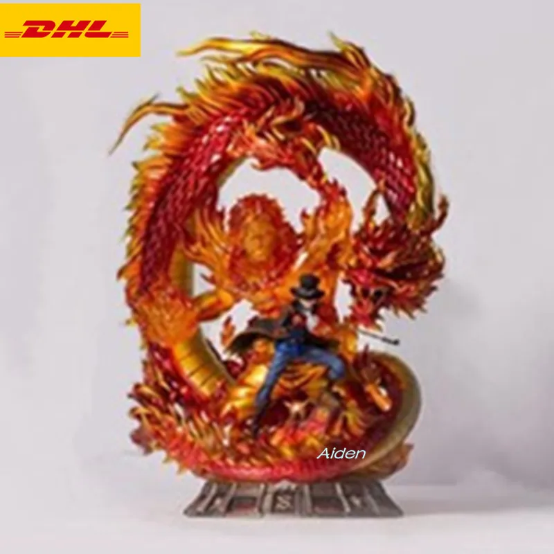

26" ONE PIECE Statue Whitebeard Pirates Bust Portgas D.Ace Full-Length Portrait Mera-mera Fruit GK Action Figure Toy 66CM B1216
