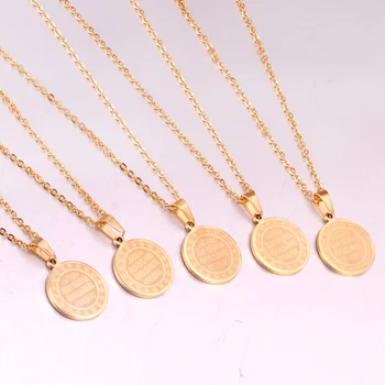 

LUXUKISSKIDS Wholesale 5pcs/lot Religious Gold Color Scripture Necklace Stainless Steel Pendants Necklaces For Christian Jewelry